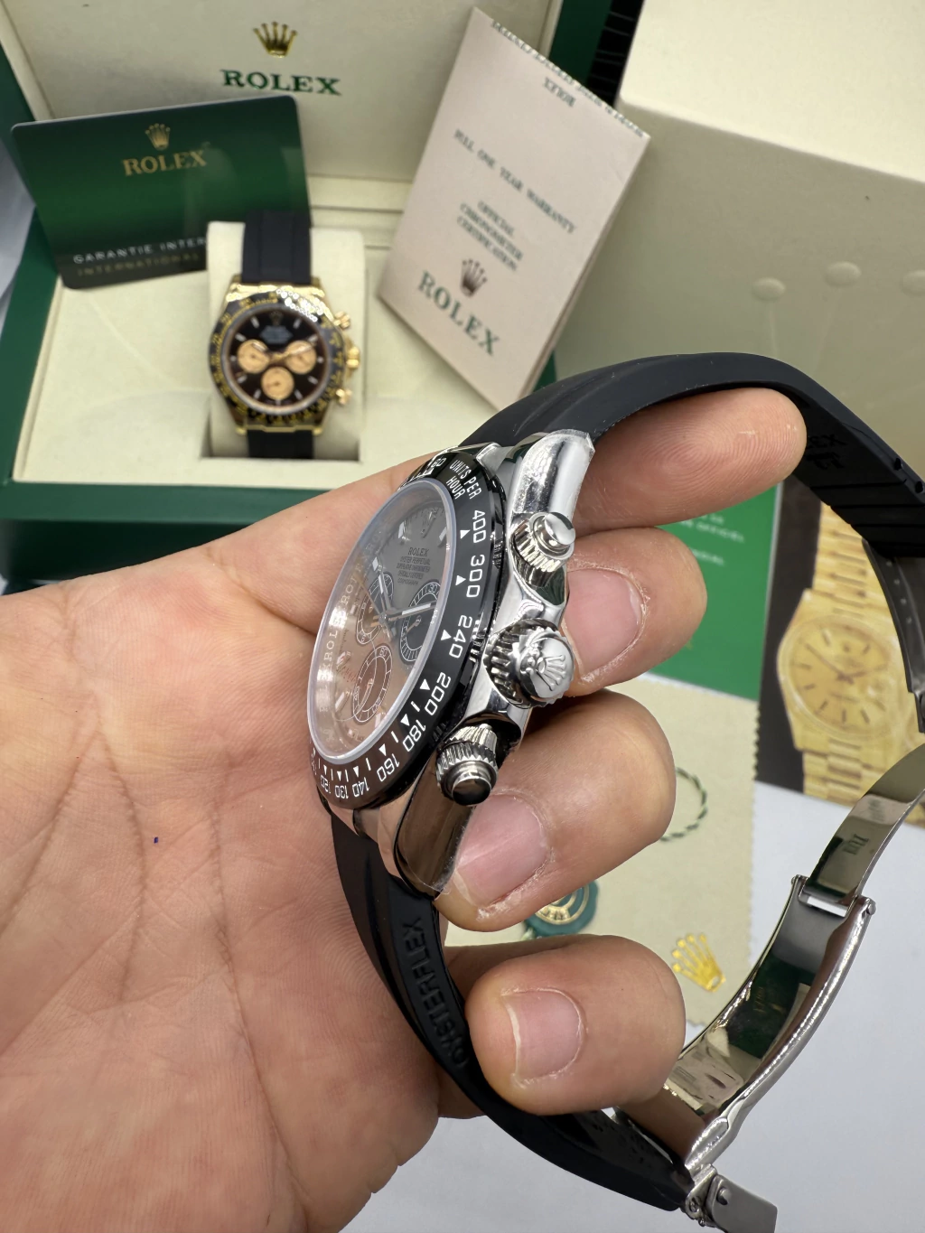 Daytona 40mm - AÇO MOSTRADOR PRETO - SILICONE - Imagem 2