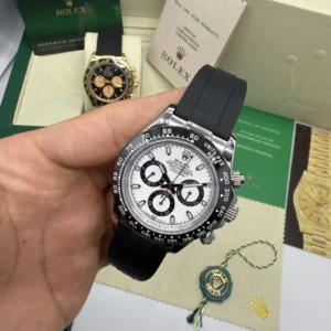 Daytona 40mm - AÇO MOSTRADOR BRANCO (PANDA) - SILICONE