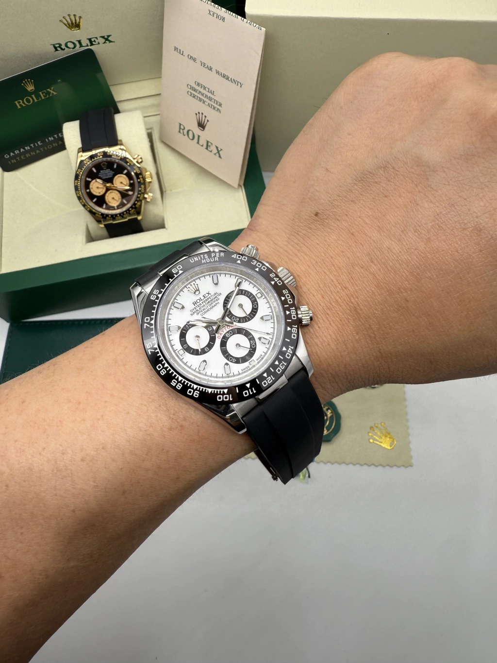 Daytona 40mm - AÇO MOSTRADOR BRANCO (PANDA) - SILICONE - Imagem 5
