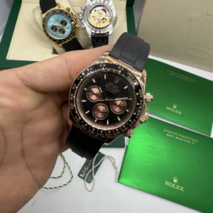 Daytona 40mm - AÇO ROSE MOSTRADOR PRETO - SILICONE