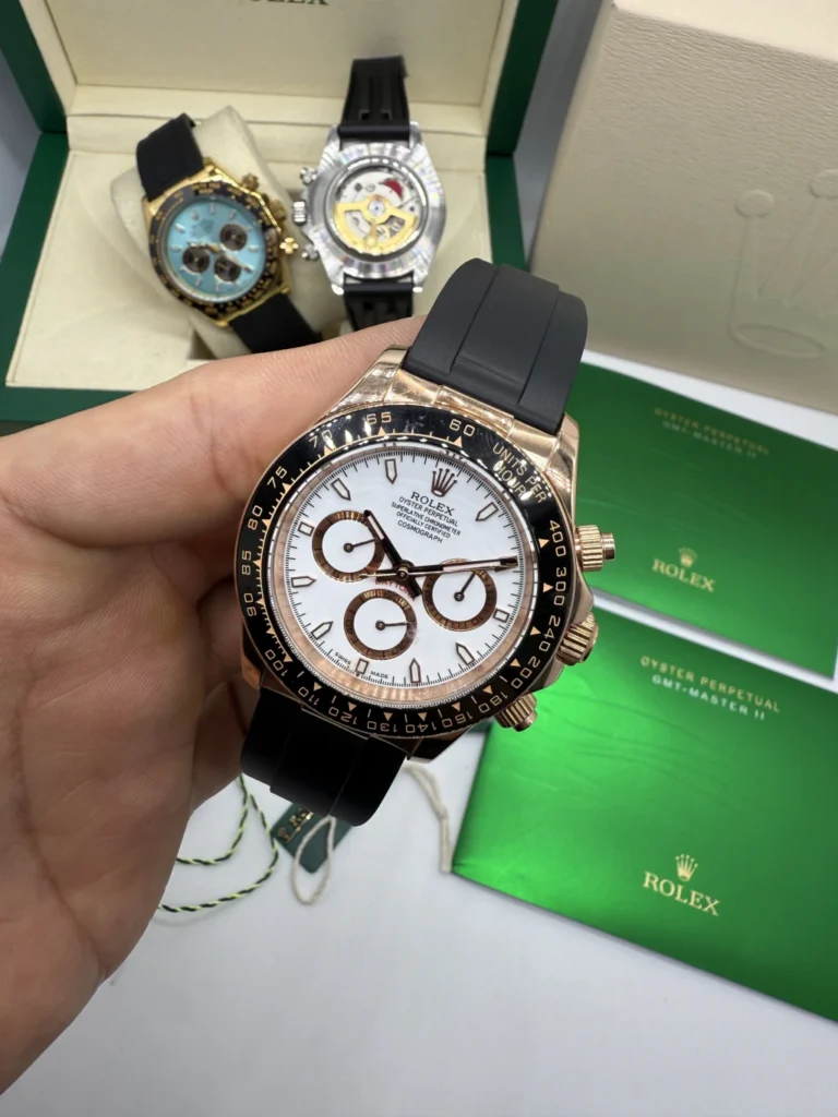 Daytona 40mm - AÇO ROSE MOSTRADOR BRANCO - SILICONE