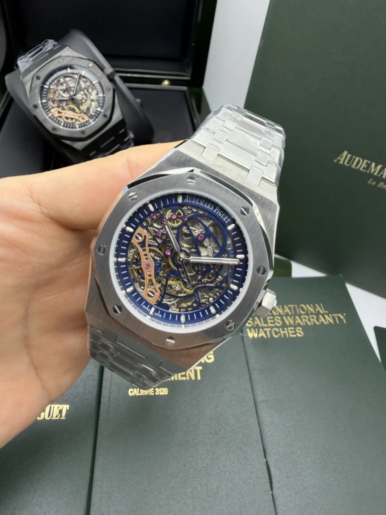 Audemars Piguet Royal Oak Double 42mm - AÇO MOSTRADOR SKELETON AZUL