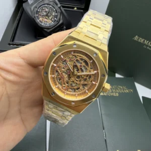 Audemars Piguet Royal Oak Double 42mm - AÇO DOURADO MOSTRADOR SKELETON DOURADO