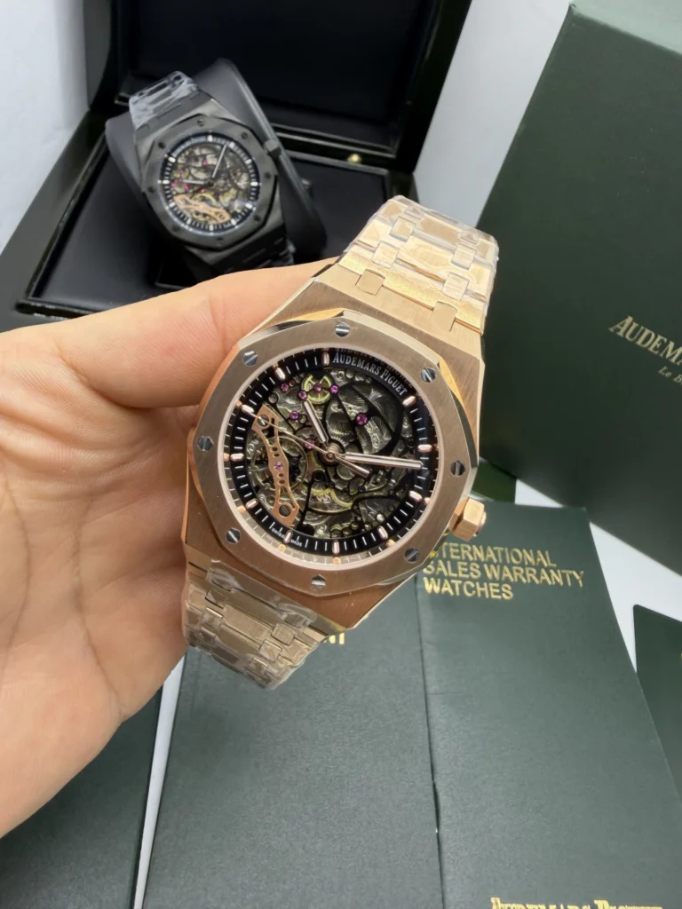 Audemars Piguet Royal Oak Double 42mm - AÇO ROSE MOSTRADOR SKELETON PRETO