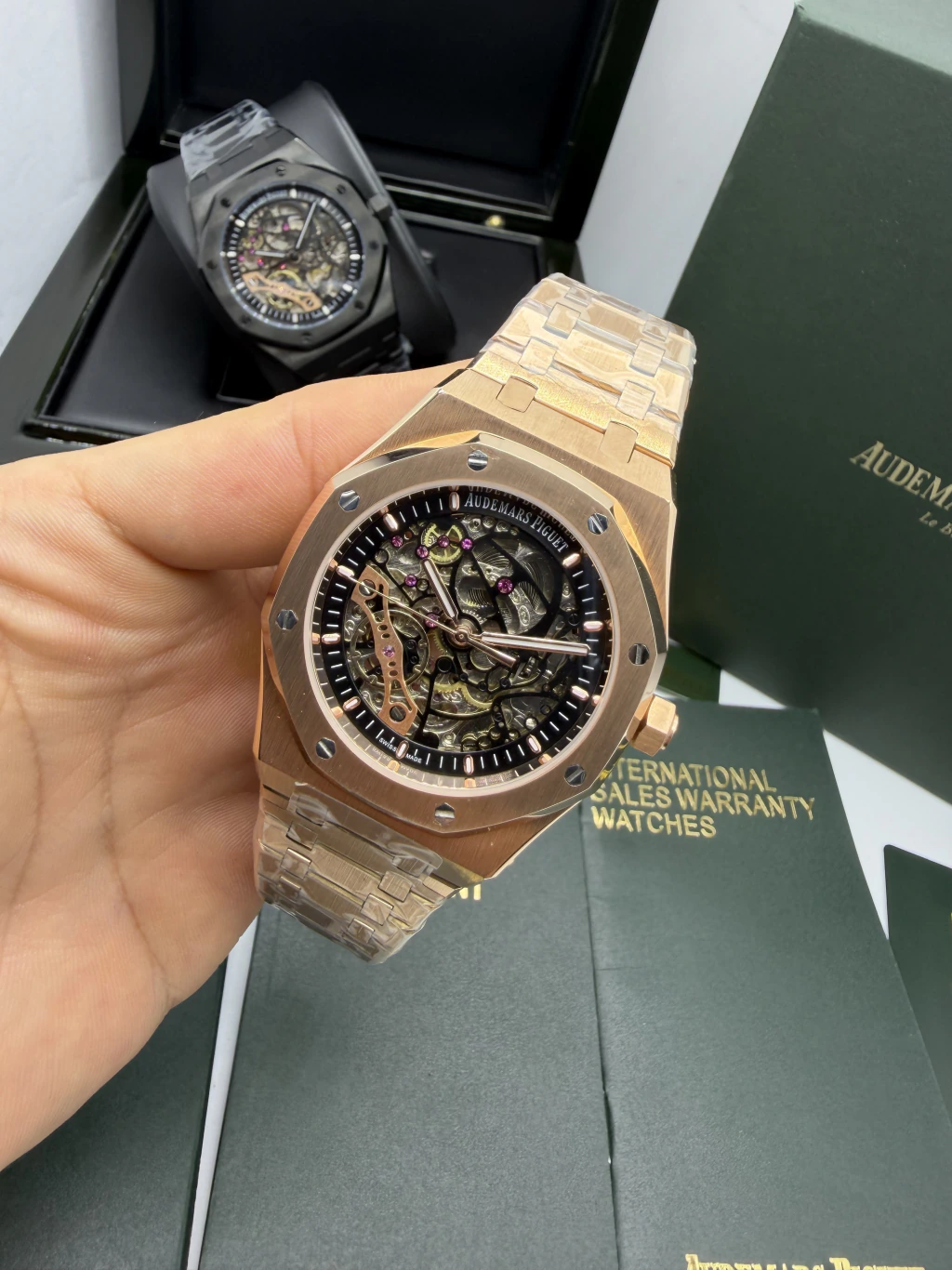 Audemars Piguet Royal Oak Double 42mm - AÇO ROSE MOSTRADOR SKELETON PRETO