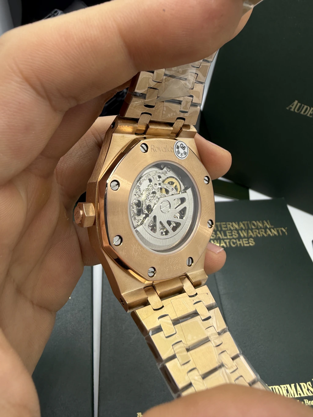 Audemars Piguet Royal Oak Double 42mm - AÇO ROSE MOSTRADOR SKELETON PRETO - Imagem 3