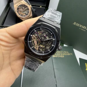 Audemars Piguet Royal Oak Double 42mm - AÇO PRETO MOSTRADOR SKELETON PRETO