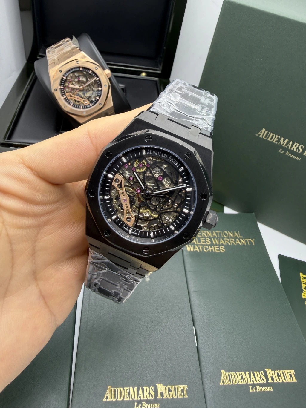 Audemars Piguet Royal Oak Double 42mm - AÇO PRETO MOSTRADOR SKELETON PRETO
