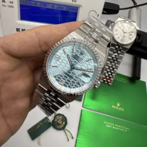 Land-Dweller 40mm - Mostrador azul Tiffany Bezel canelado aço