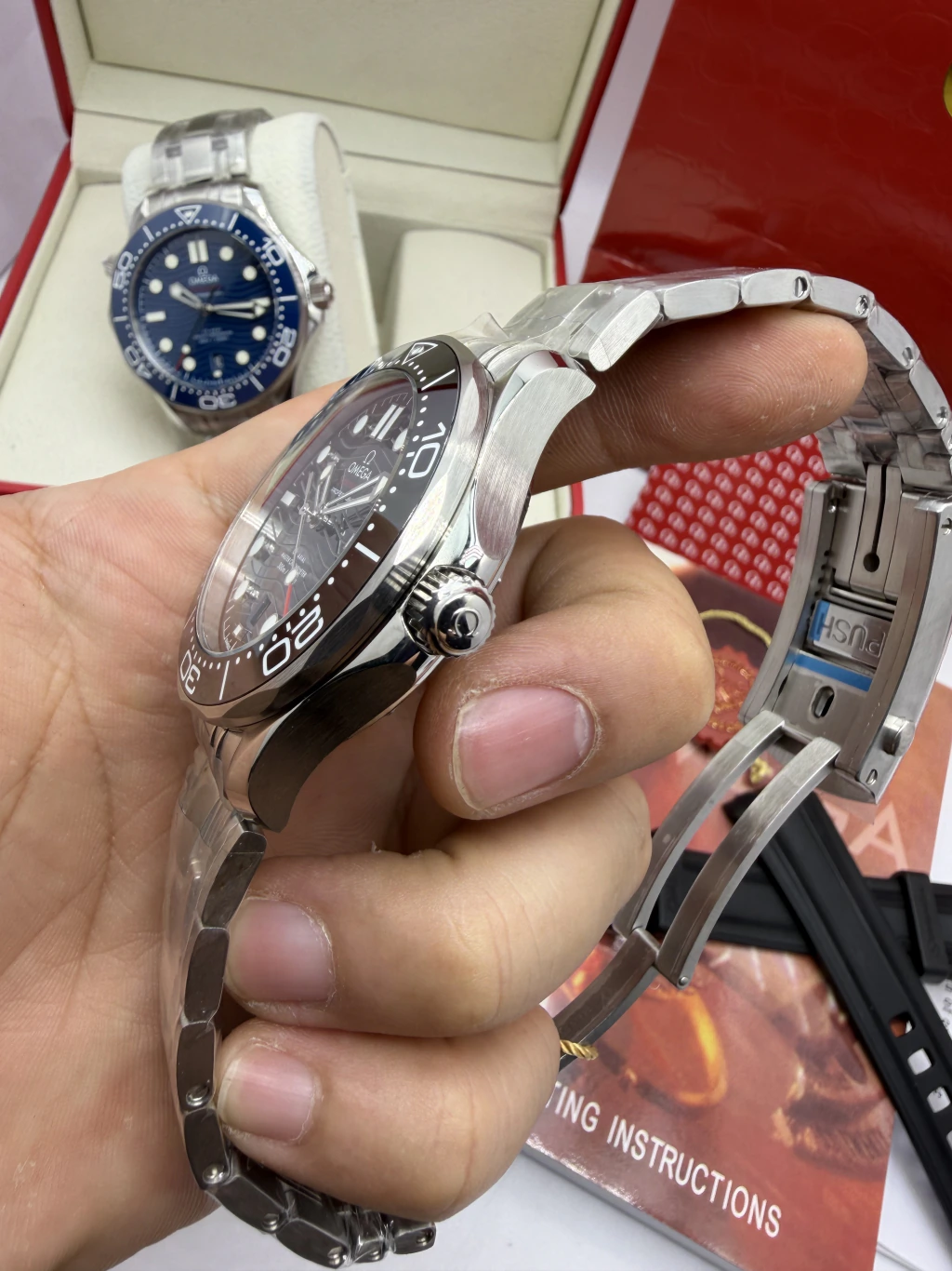 Omega Seamaster 42mm - SUPER CLONE - AÇO MOSTRADOR PRETO - Imagem 2