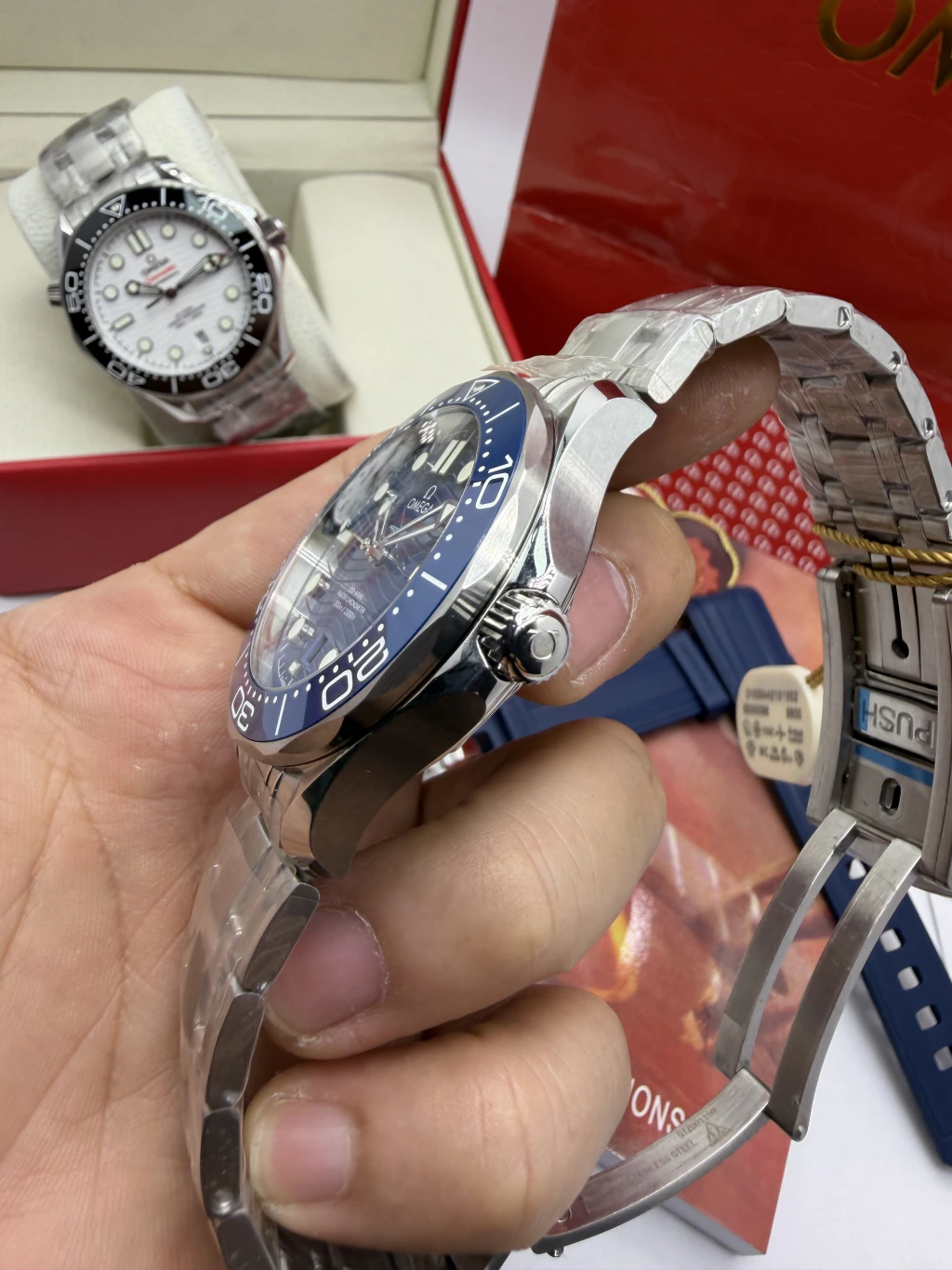 Omega Seamaster 42mm - SUPER CLONE - AÇO MOSTRADOR AZUL - Imagem 2