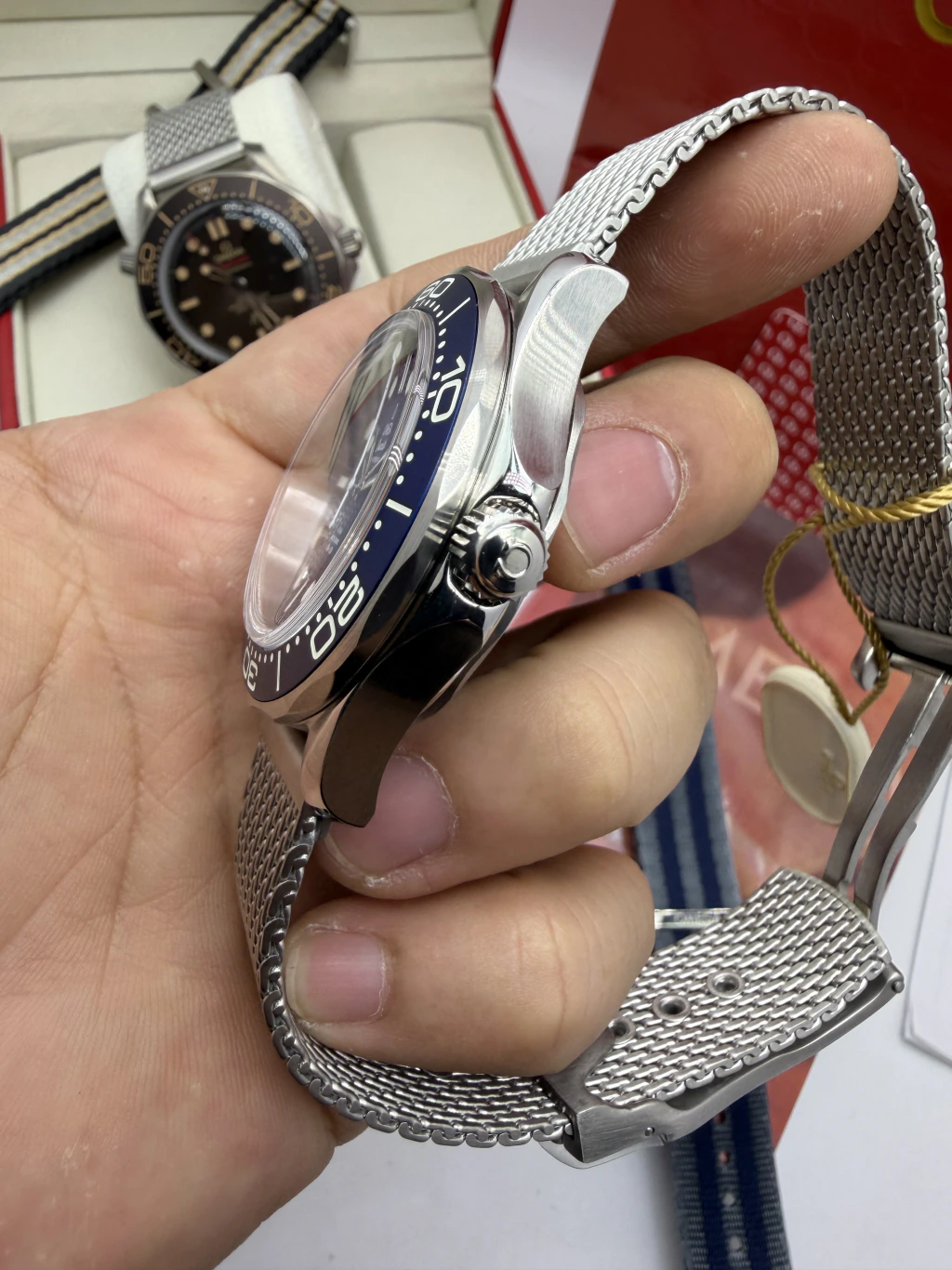Omega Seamaster 42mm - SUPER CLONE - AÇO MOSTRADOR AZUL - Imagem 2