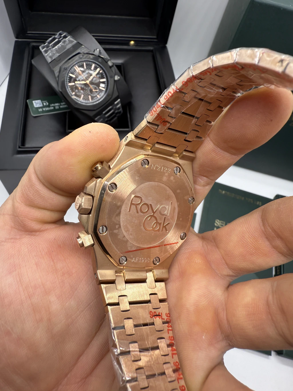 Audemars Piguet Royal Oak 42mm - AÇO ROSE MOSTRADOR VERDE - Imagem 3