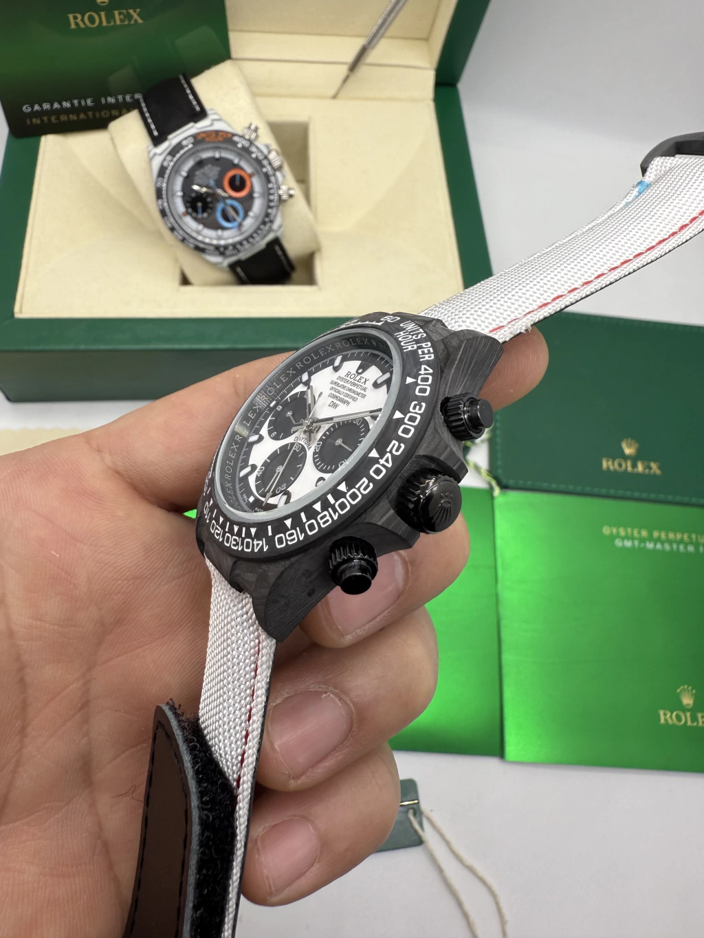 Daytona DIW Carbono 40mm - Fibra de carbono Mostrador Branco - NYLON - Imagem 2