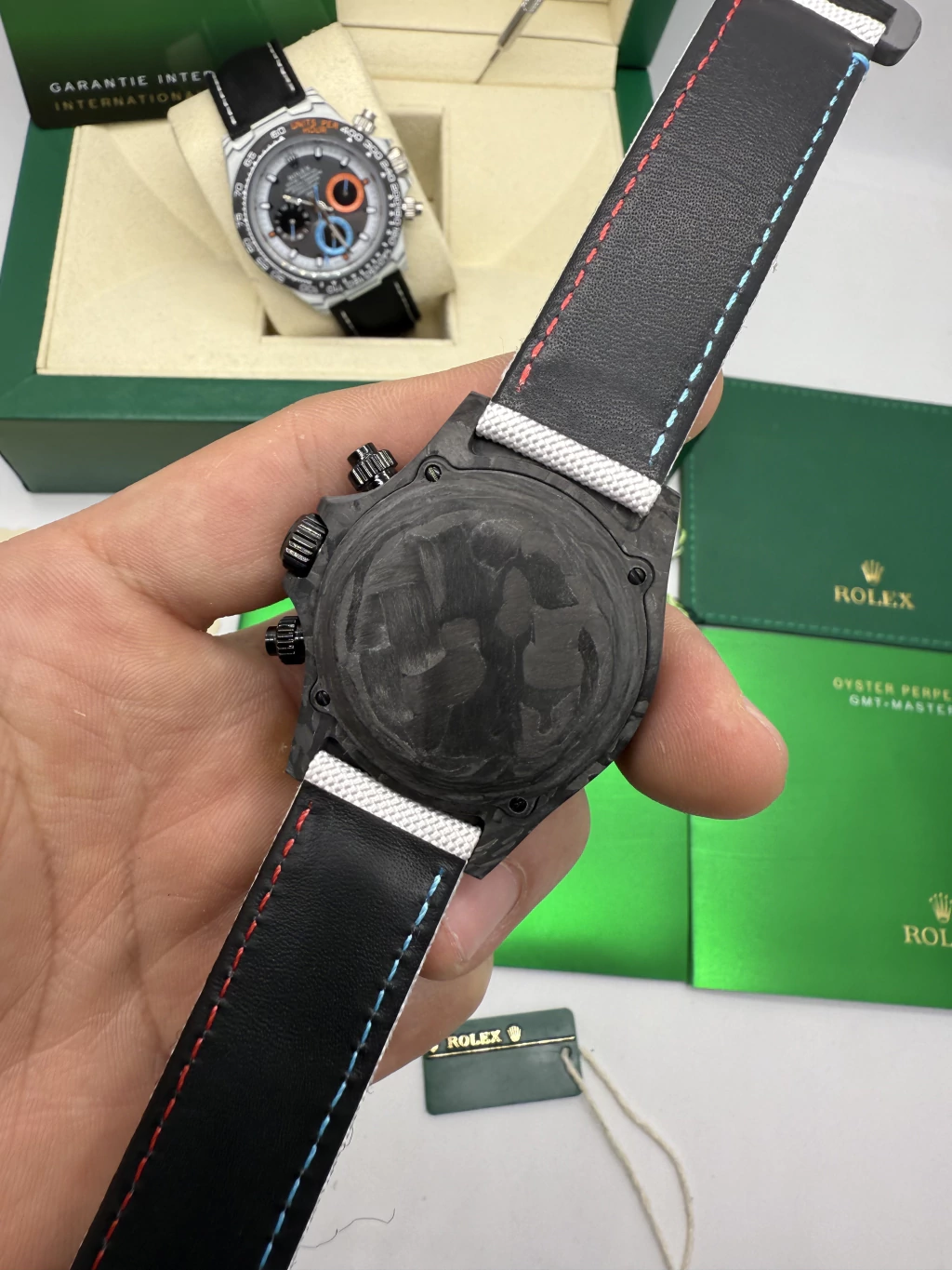 Daytona DIW Carbono 40mm - Fibra de carbono Mostrador Branco - NYLON - Imagem 3