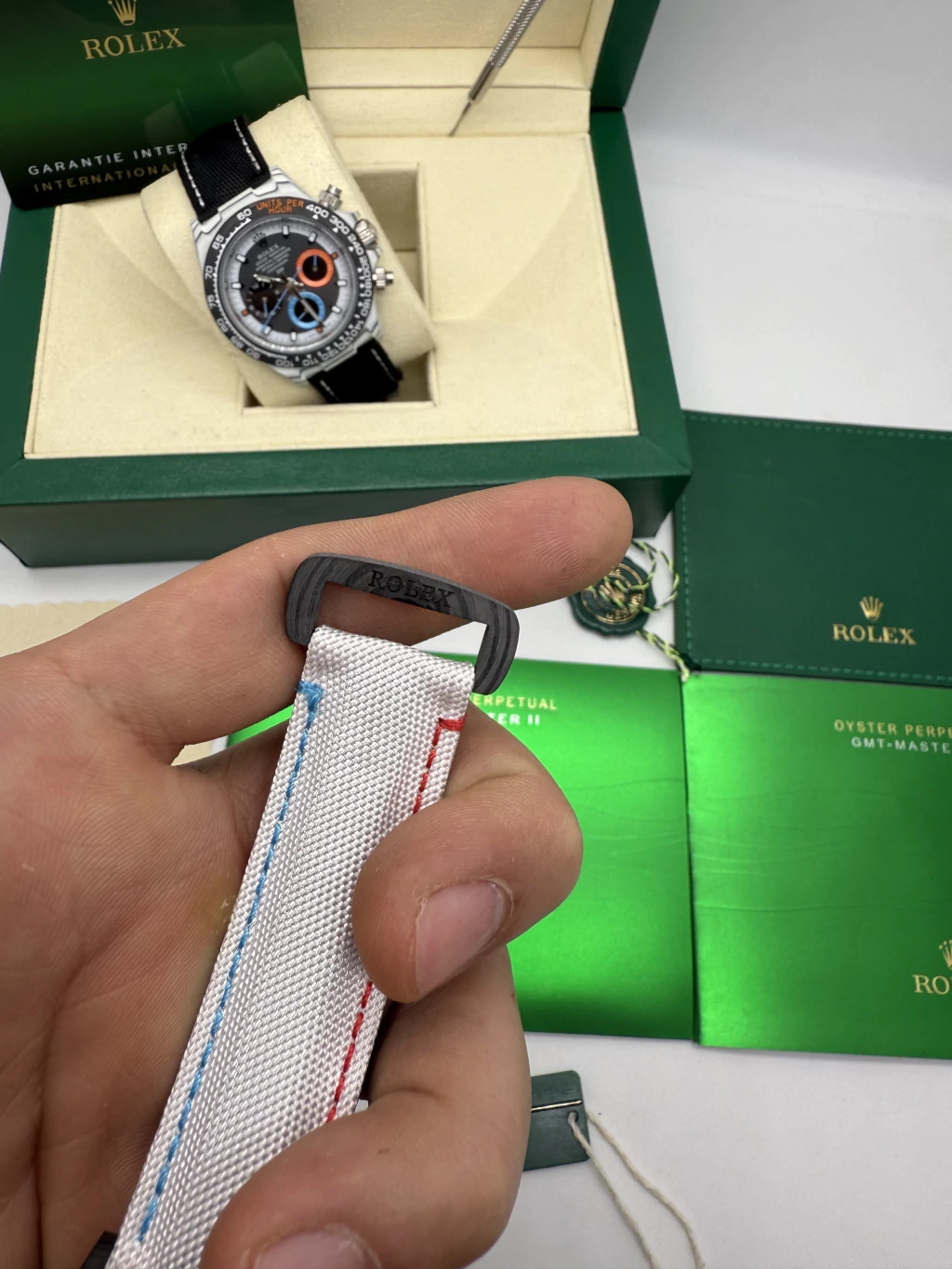 Daytona DIW Carbono 40mm - Fibra de carbono Mostrador Branco - NYLON - Imagem 4
