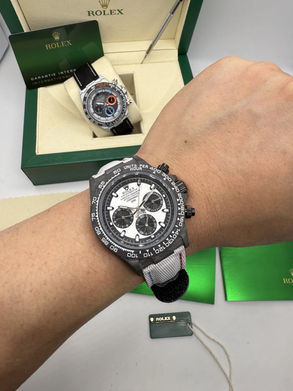 Daytona DIW Carbono 40mm - Fibra de carbono Mostrador Branco - NYLON - Imagem 5