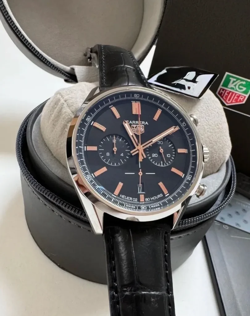 TAG Heuer Carrera 44mm - AÇO MOSTRADOR PRETO - COURO