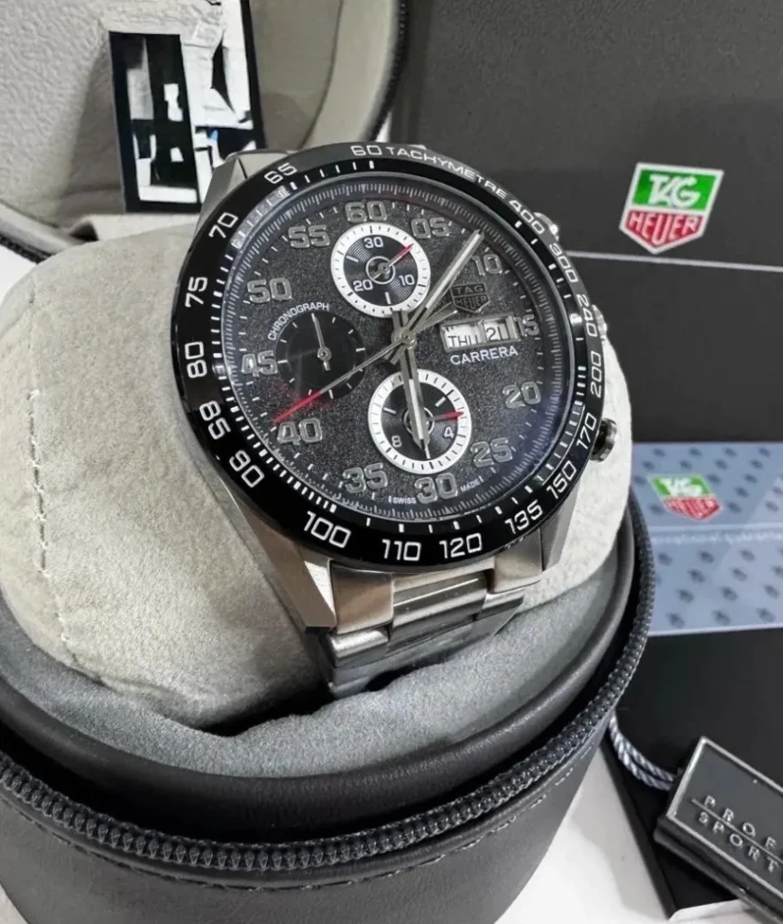 TAG Heuer Carrera 44mm - AÇO MOSTRADOR CINZA - FUNDO DE VIDRO