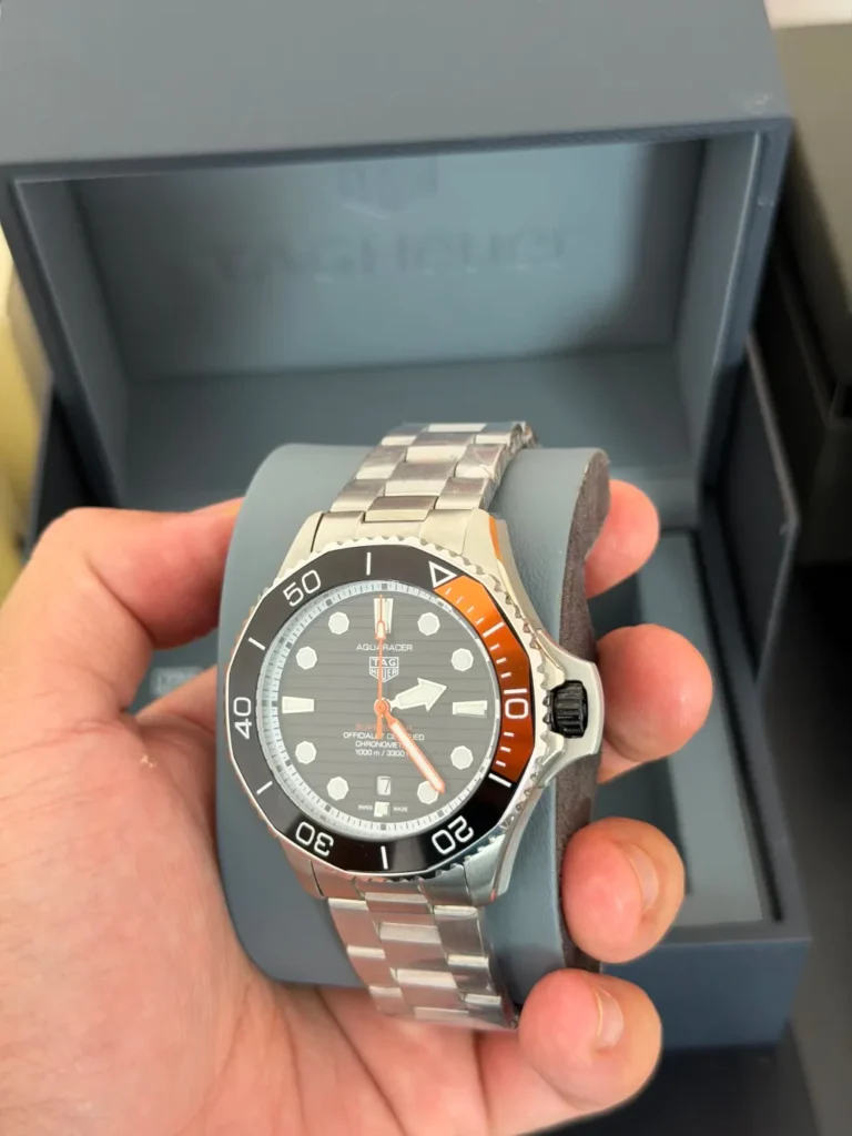 TAG Heuer Aquaracer Laranja Com Preto 43mm - AÇO MOSTRADOR PRETO