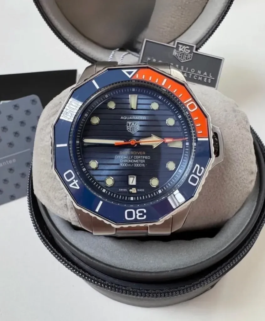 TAG Heuer Aquaracer Laranja Com Azul 43mm - AÇO MOSTRADOR AZUL