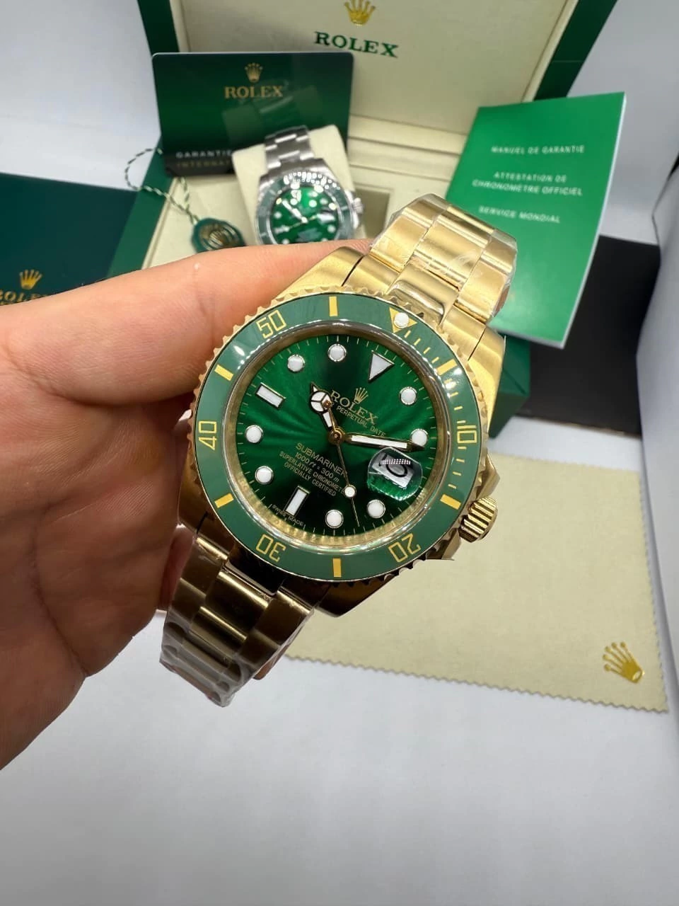 Submariner 40mm - AÇO DOURADO MOSTRADOR VERDE