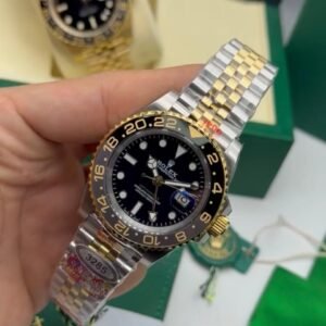 ROLEX GMT Master II 40mm - SUPER CLONE - AÇO COM DOURADO MOSTRADOR PRETO