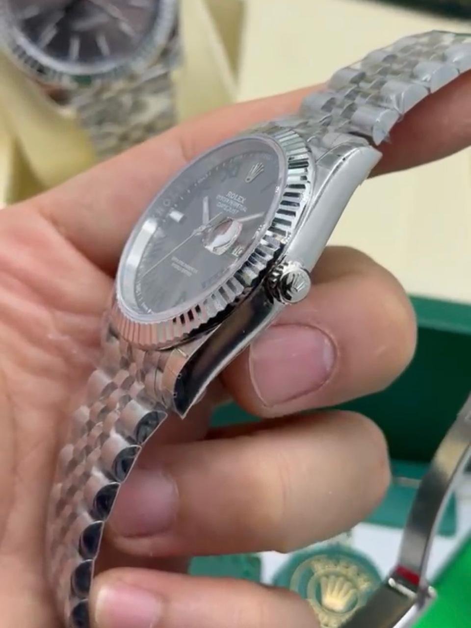 ROLEX Datejust 40mm - SUPER CLONE - AÇO MOSTRADOR CINZA - Imagem 3