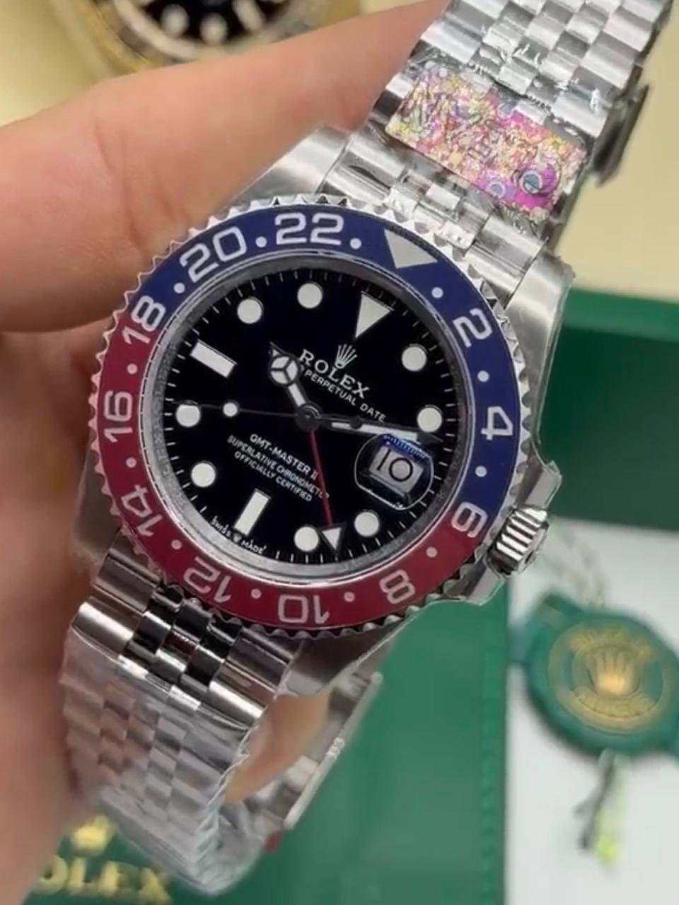 ROLEX GMT Master II 40mm - SUPER CLONE - AÇO MOSTRADOR PRETO (PEPSI) - Imagem 2