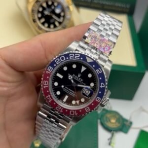 ROLEX GMT Master II 40mm - SUPER CLONE - AÇO MOSTRADOR PRETO (PEPSI)