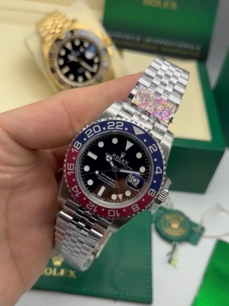 ROLEX GMT Master II 40mm - SUPER CLONE - AÇO MOSTRADOR PRETO (PEPSI)