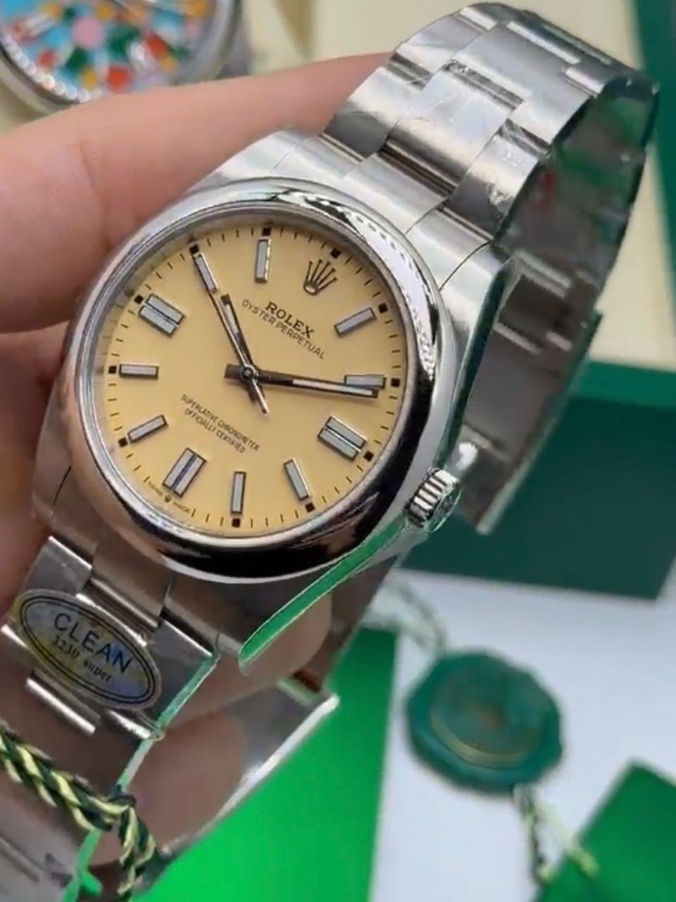ROLEX Oyster Perpetual 36mm - SUPER CLONE - AÇO MOSTRADOR AMARELO - Imagem 2