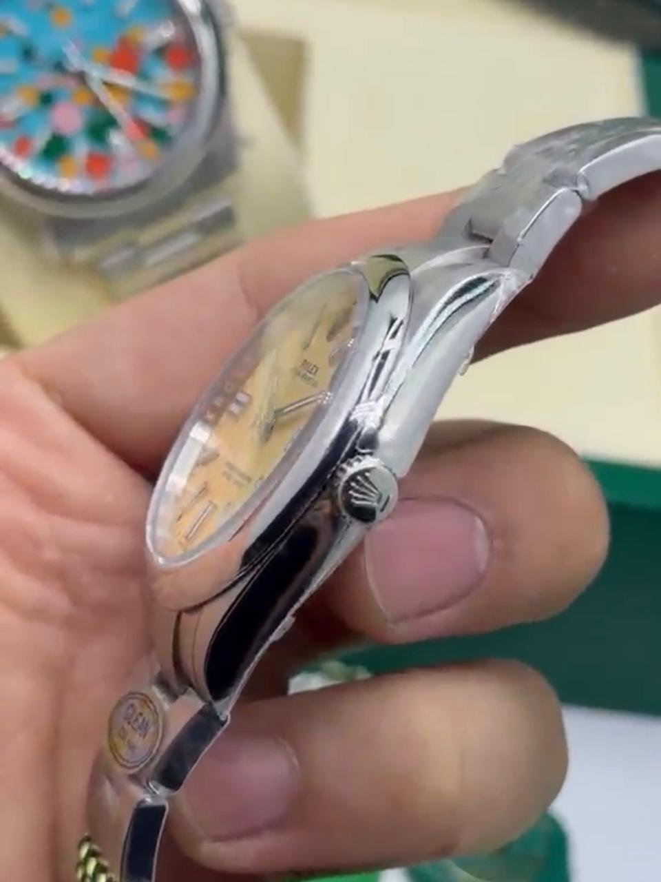 ROLEX Oyster Perpetual 36mm - SUPER CLONE - AÇO MOSTRADOR AMARELO - Imagem 3