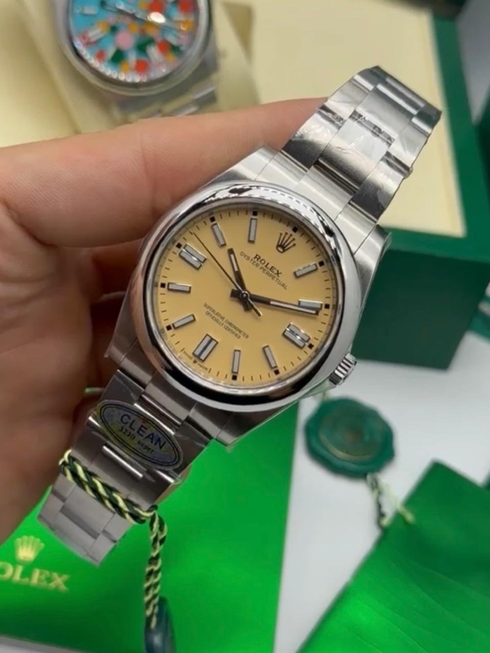 ROLEX Oyster Perpetual 36mm - SUPER CLONE - AÇO MOSTRADOR AMARELO