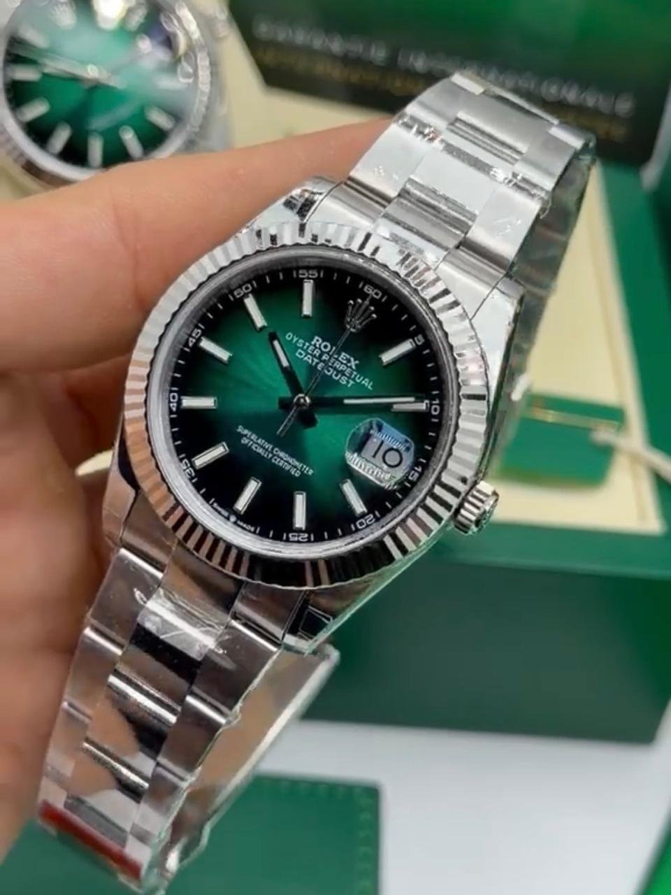 ROLEX Datejust 40mm - SUPER CLONE - AÇO MOSTRADOR VERDE - Imagem 2
