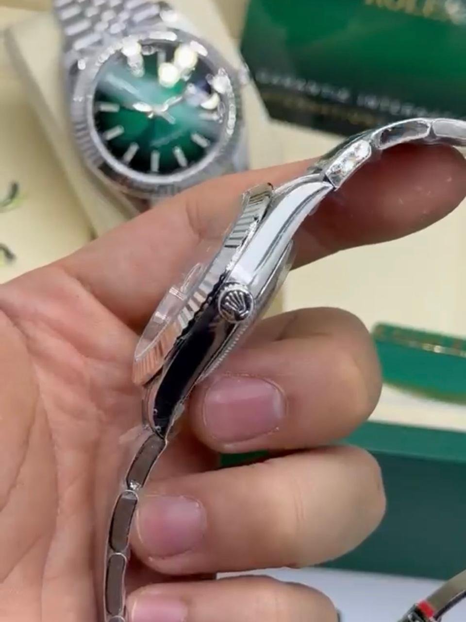 ROLEX Datejust 40mm - SUPER CLONE - AÇO MOSTRADOR VERDE - Imagem 3