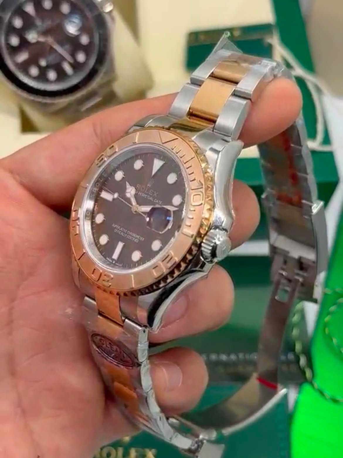 ROLEX Yacht Master - 40mm - SUPER CLONE - AÇO COM ROSE MOSTRADOR CHOCOLATE - Imagem 3