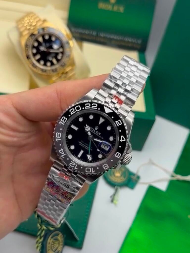 ROLEX GMT Master II 40mm - SUPER CLONE - AÇO MOSTRADOR PRETO (BRUCE WAYNE)