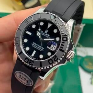ROLEX Yacht Master - 42mm - SUPER CLONE - AÇO MOSTRADOR PRETO SILICONE