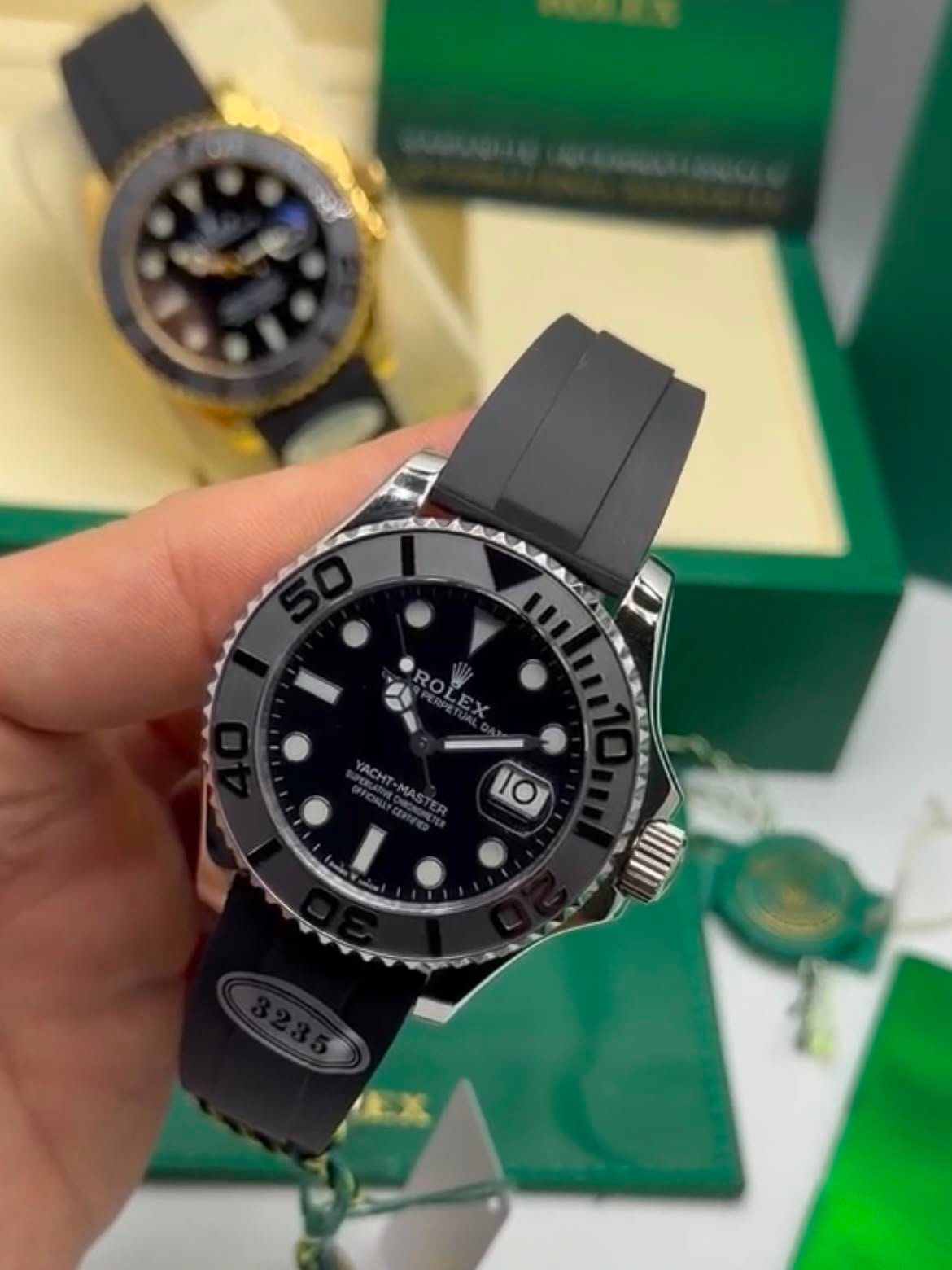 ROLEX Yacht Master - 42mm - SUPER CLONE - AÇO MOSTRADOR PRETO SILICONE - Imagem 4