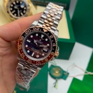 ROLEX GMT Master II 40mm - SUPER CLONE - AÇO COM ROSE MOSTRADOR PRETO