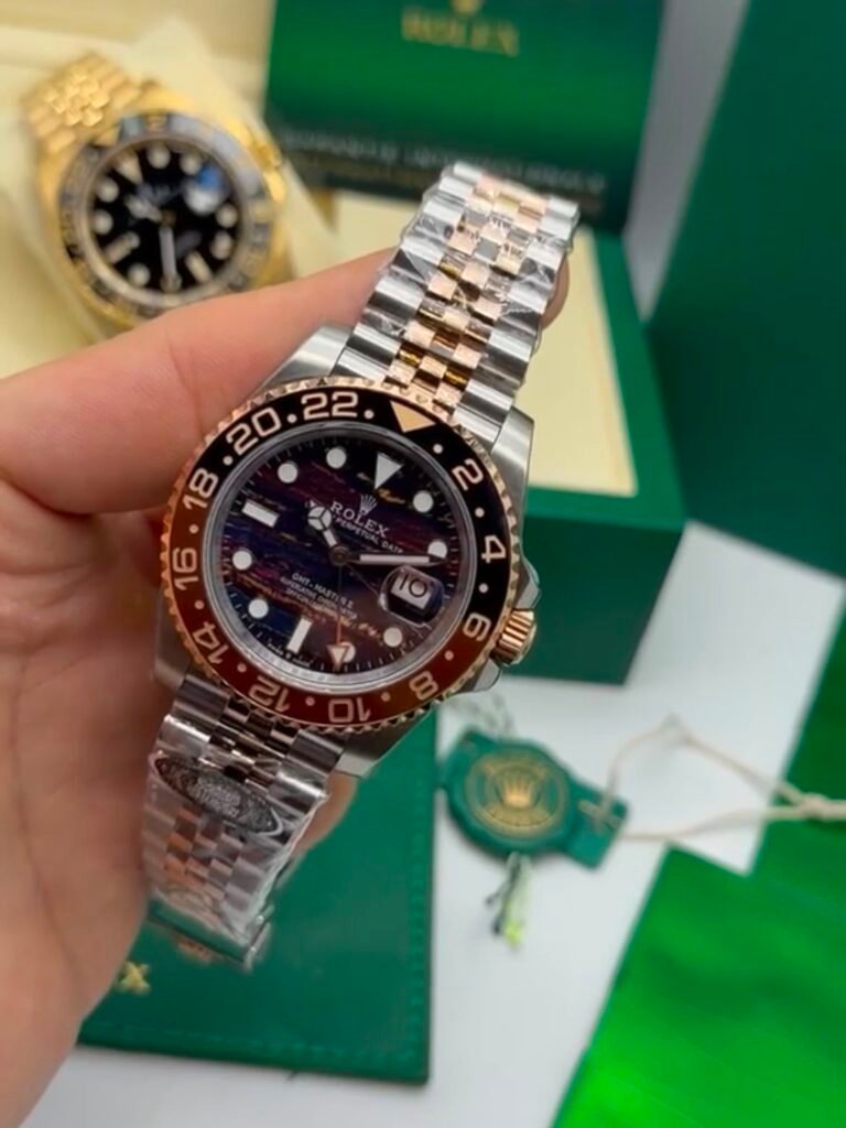 ROLEX GMT Master II 40mm - SUPER CLONE - AÇO COM ROSE MOSTRADOR PRETO
