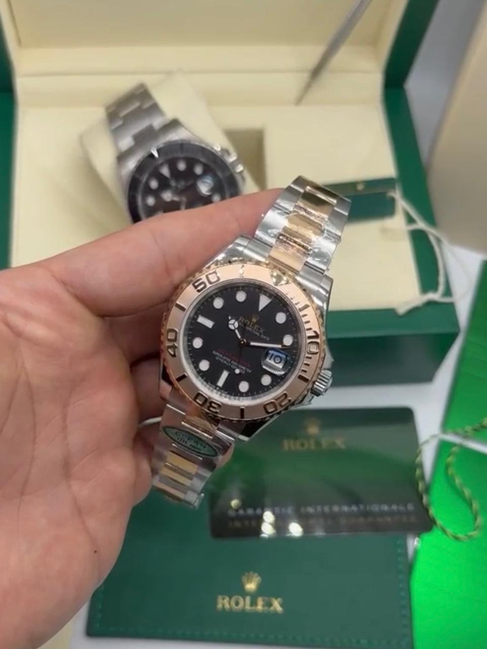 ROLEX Yacht Master - 40mm - SUPER CLONE - AÇO COM ROSE MOSTRADOR PRETO