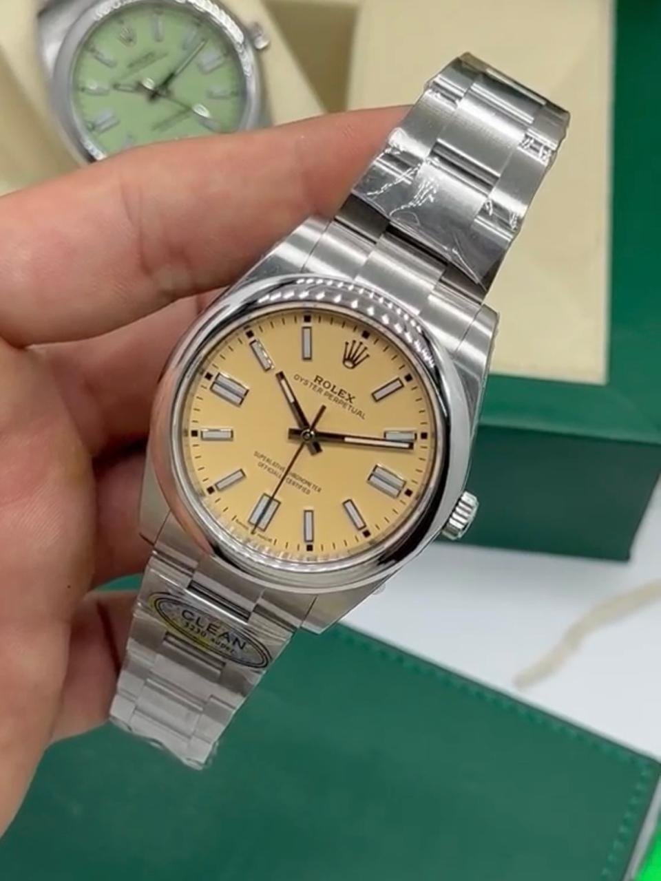 ROLEX Oyster Perpetual 40mm - SUPER CLONE - AÇO MOSTRADOR AMARELO - Imagem 2