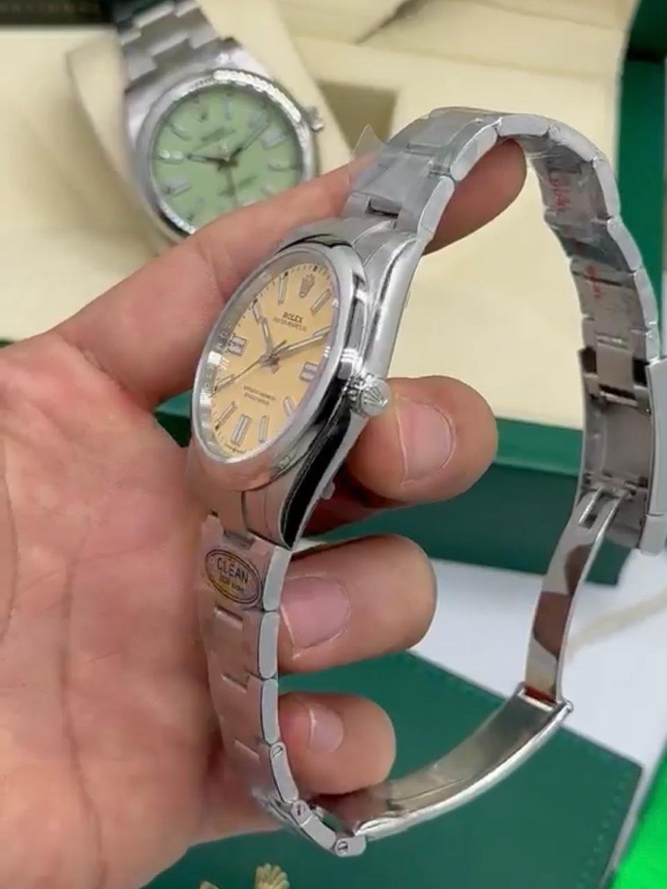 ROLEX Oyster Perpetual 40mm - SUPER CLONE - AÇO MOSTRADOR AMARELO - Imagem 3