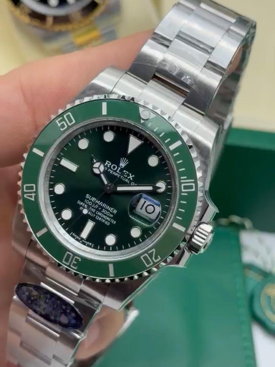 ROLEX Submariner 40mm - SUPER CLONE - AÇO MOSTRADOR VERDE (HULK) - Imagem 2