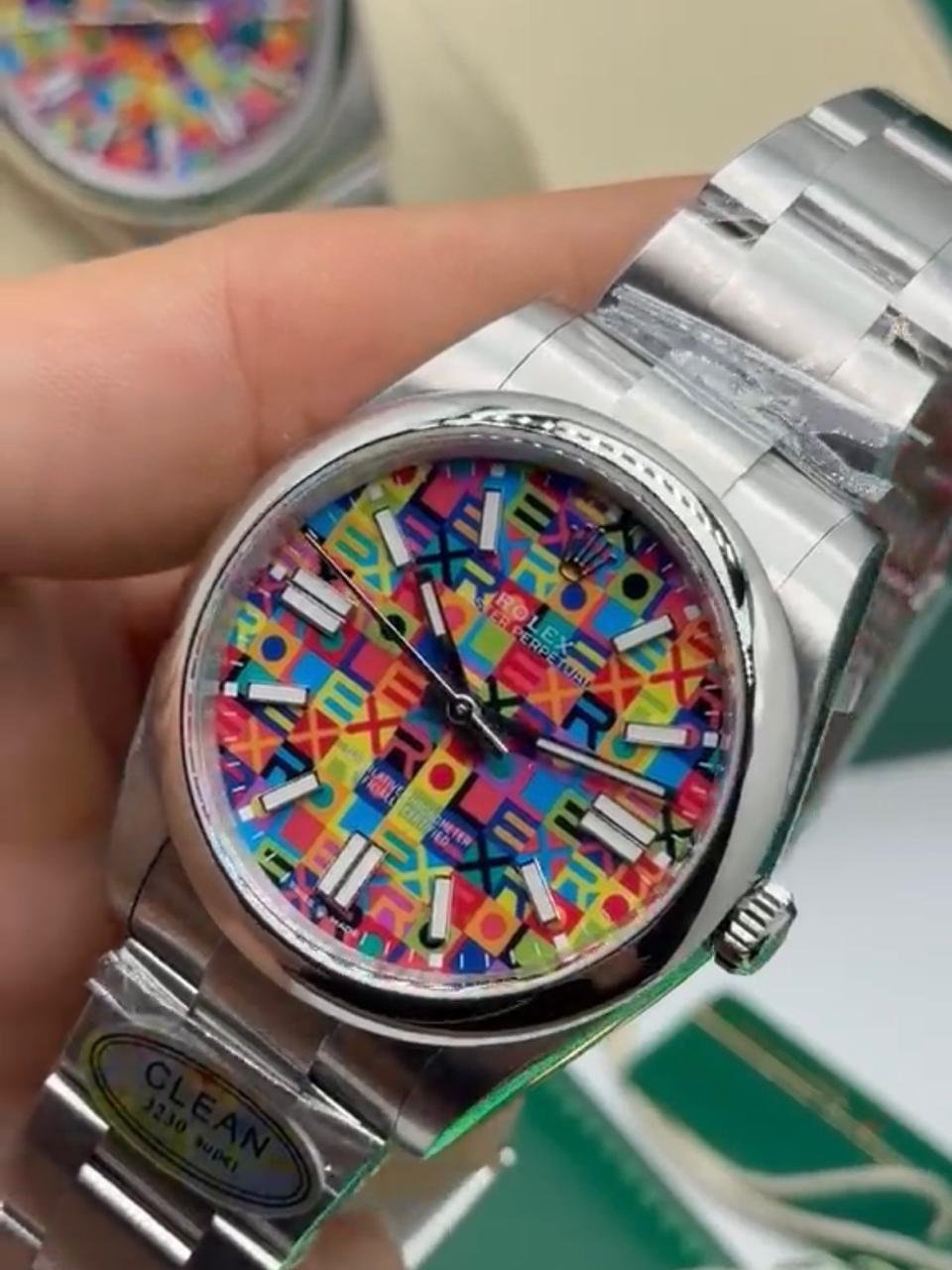 ROLEX Oyster Perpetual 39mm - SUPER CLONE - AÇO MOSTRADOR COLORS - Imagem 2