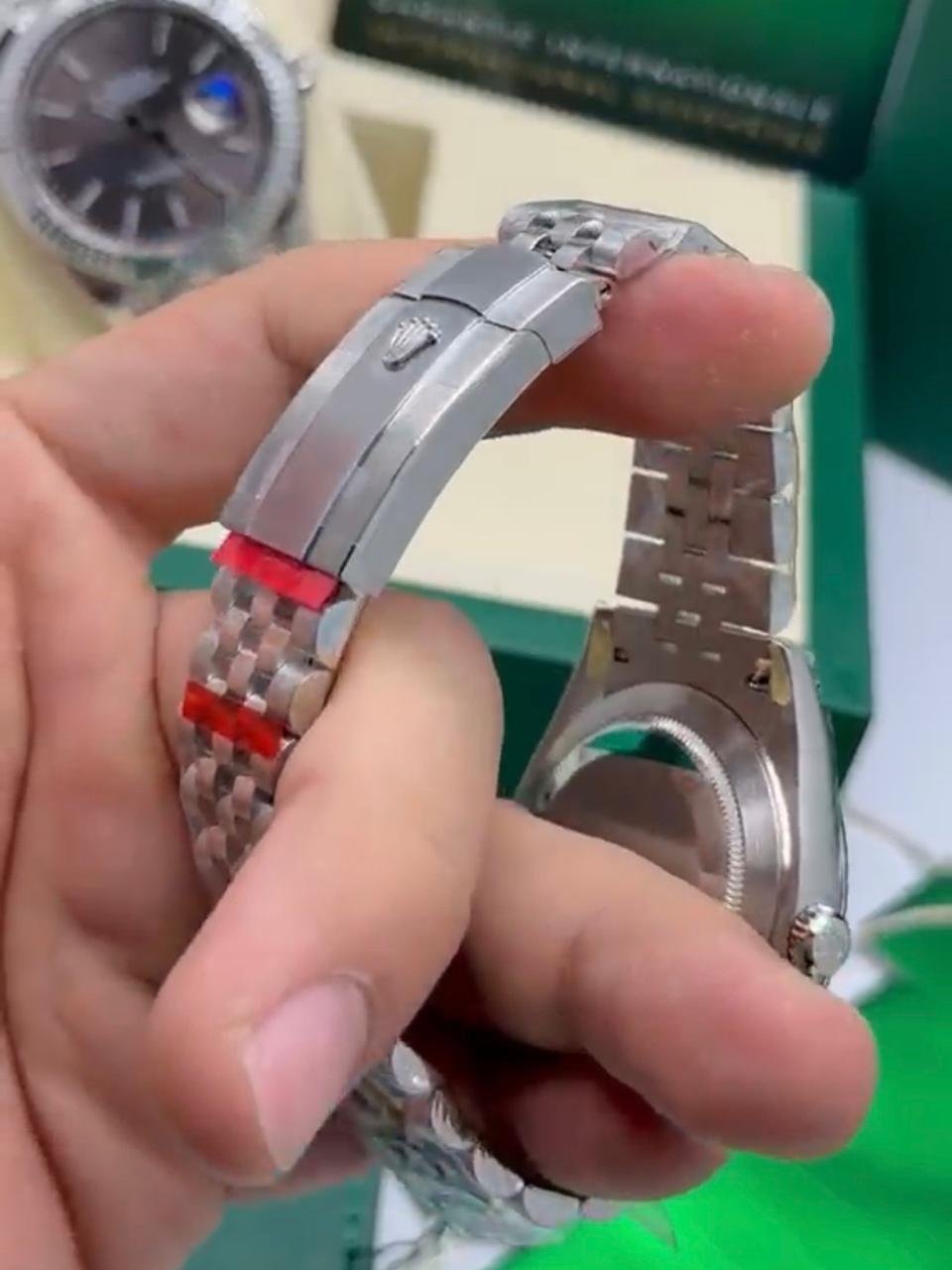ROLEX Datejust 40mm - SUPER CLONE AÇO MOSTRADOR VERDE - Imagem 5