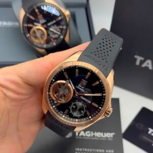 TAG Heuer Carrera Pendulum 48mm - AÇO DOURADO MOSTRADOR PRETO - SILICONE