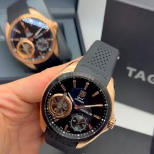 TAG Heuer Carrera Pendulum 48mm - AÇO ROSE MOSTRADOR PRETO - SILICONE